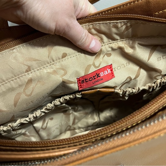 Storksak Tan Lucinda Leather Baby Bag NWOT - Picture 7 of 10